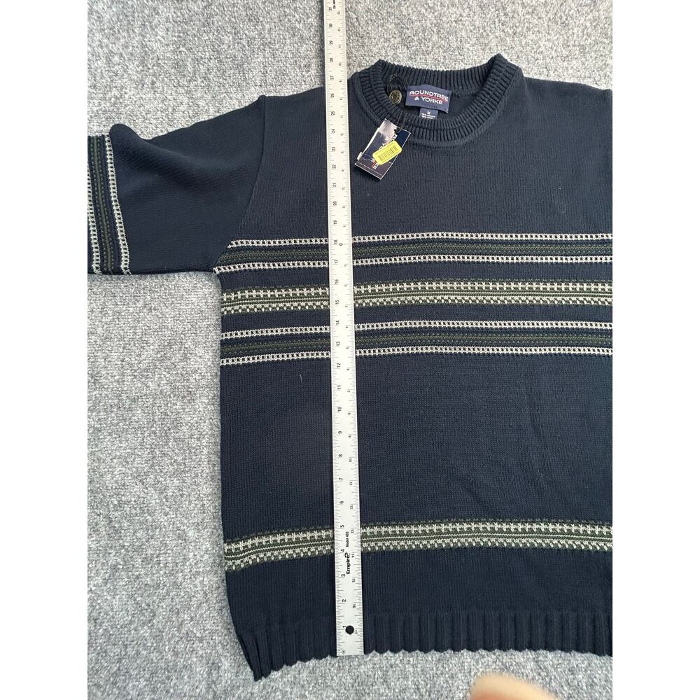 Y2k NWT Roundtree & Yorke Sweater Men's Medium Wool Blend Navy Crewneck - Picture 3 of 5